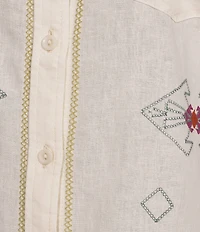 Pendleton Woven Embroidered Spread Collar Long Sleeve Shirt