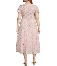 Perch By Blu Pepper Floral V-Neck Smocked Midi Dress