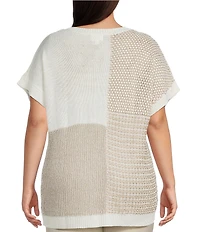 Perch By Blu Pepper Plus Color Block Short Sleeve Sweater