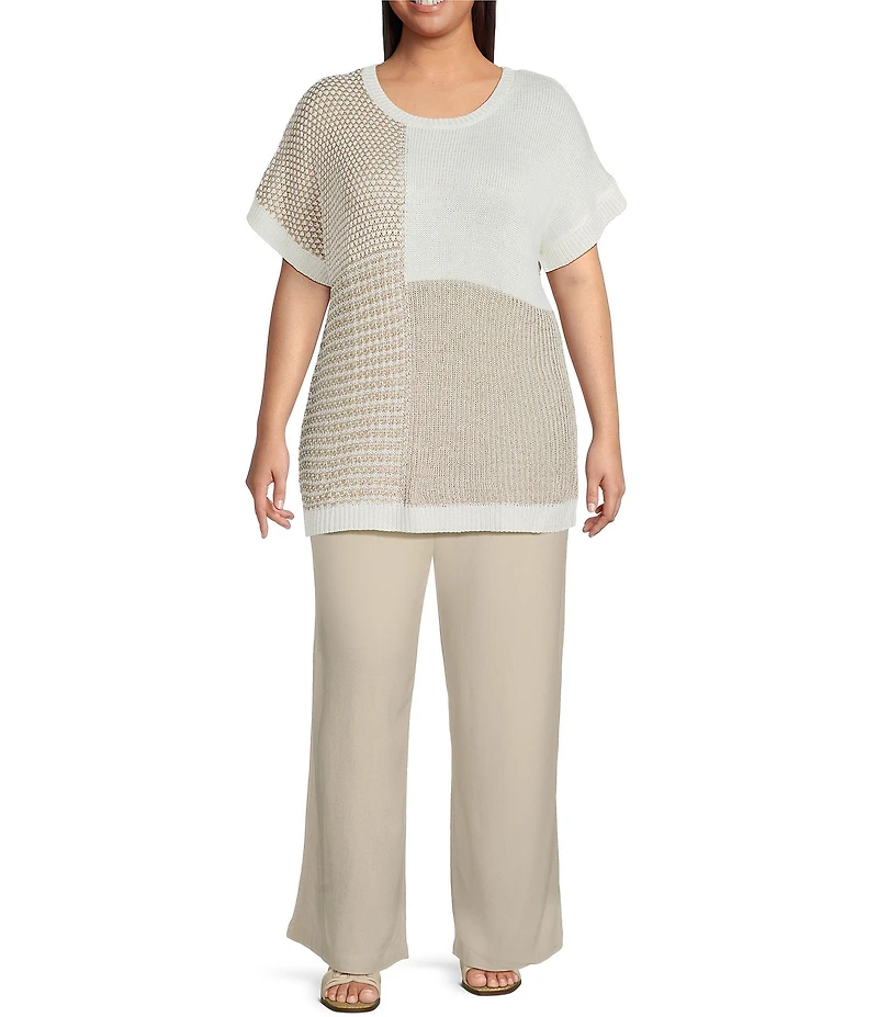 Perch By Blu Pepper Plus Color Block Short Sleeve Sweater