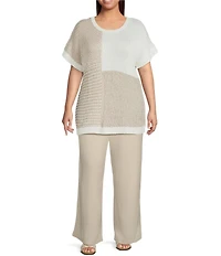 Perch By Blu Pepper Plus Color Block Short Sleeve Sweater