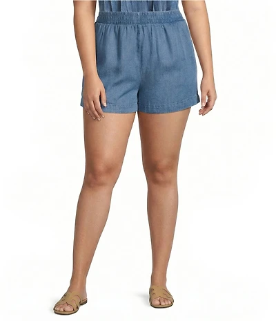 Perch by Blu Pepper Plus Denim Elastic Waistband Coordinating Shorts