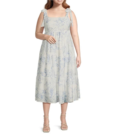 Perch By Blu Pepper Plus Fruit Blossom Floral Tiered Midi Dress