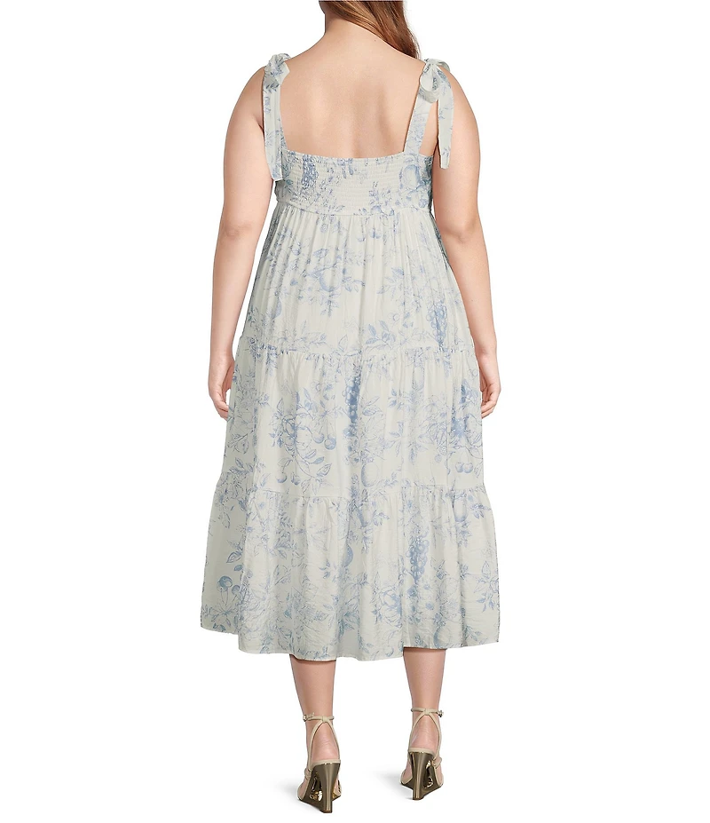 Perch By Blu Pepper Plus Fruit Blossom Floral Tiered Midi Dress