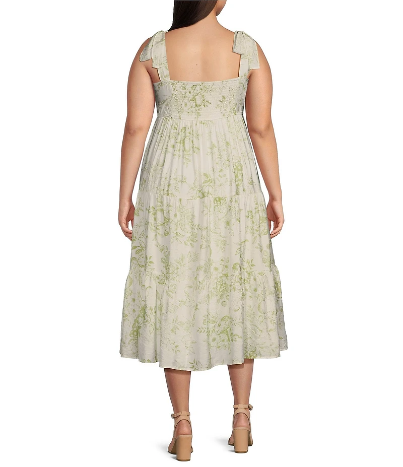 Perch By Blu Pepper Plus Fruit Blossom Floral Tiered Midi Dress