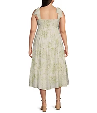 Perch By Blu Pepper Plus Fruit Blossom Floral Tiered Midi Dress