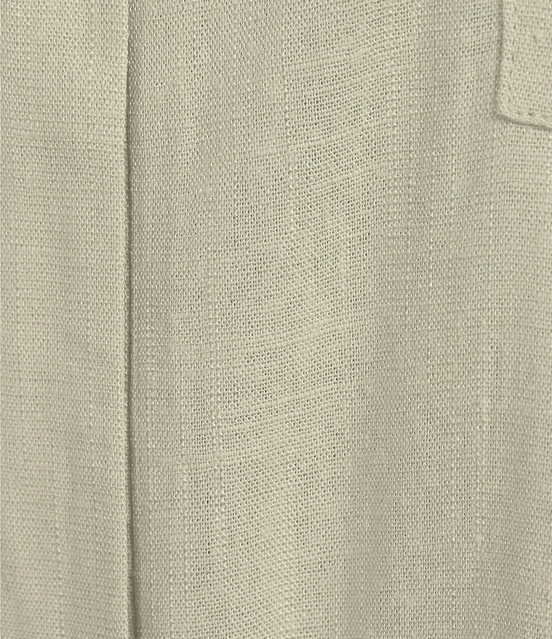 Perch By Blu Pepper Plus Short Sleeve Back Button Woven Linen Blend Top