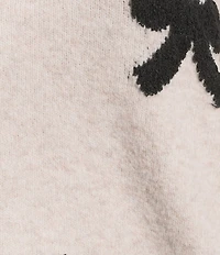 Perch by Blu Pepper Plus Size Bow Motif Round Neck Long Sleeve Sweater