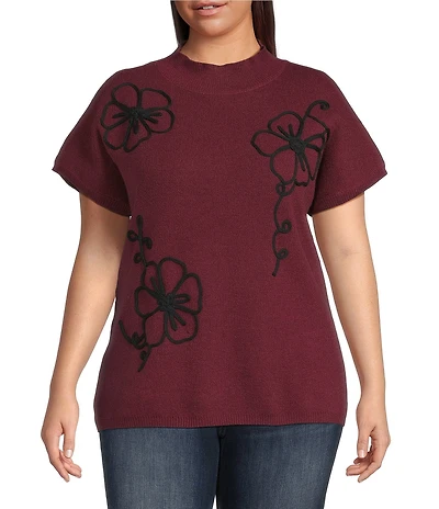 Perch by Blu Pepper Plus Size Knit Short Sleeve Top