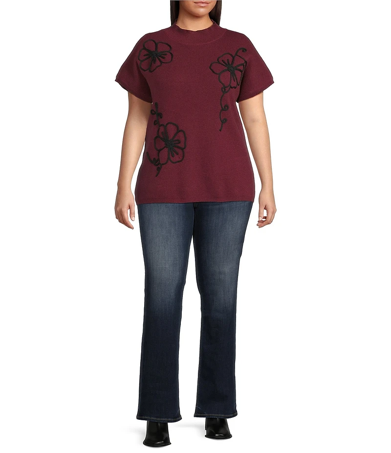 Perch by Blu Pepper Plus Size Knit Short Sleeve Top