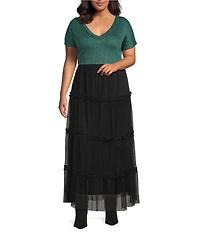Perch by Blu Pepper Plus Size Mid-Rise Tulle Midi Skirt