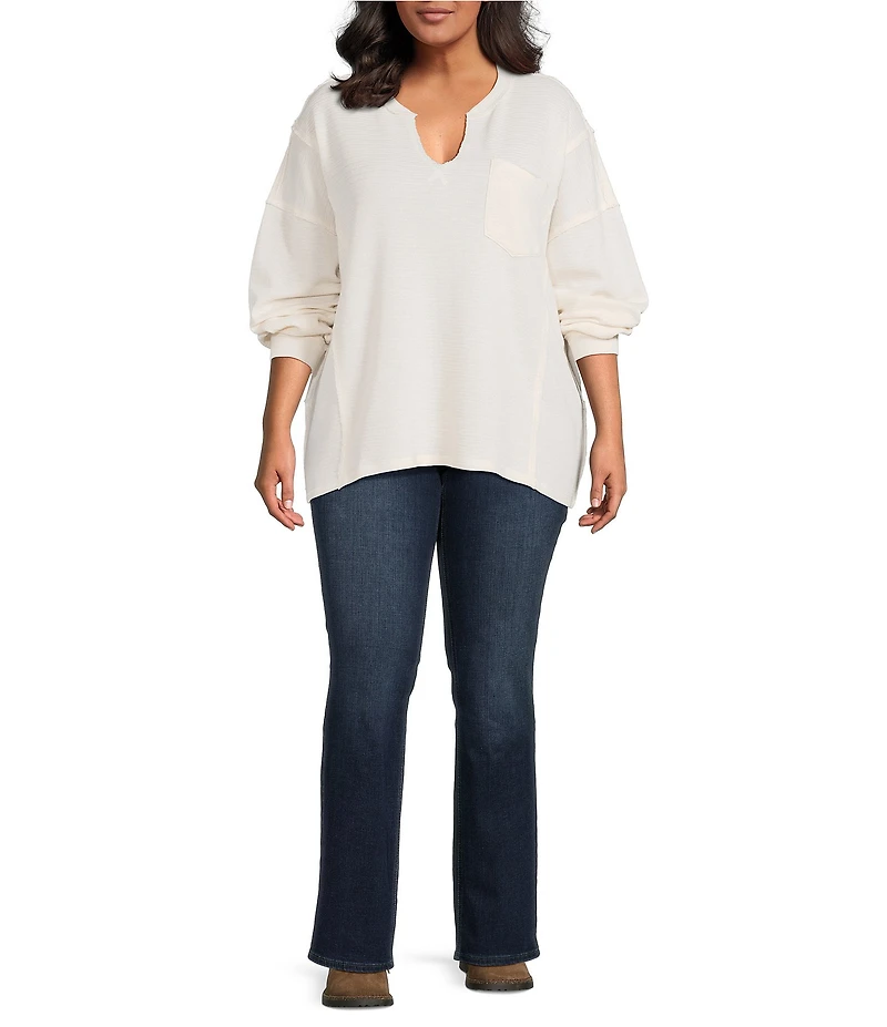 Perch by Blu Pepper Plus Size V-Neck Long Sleeve Top