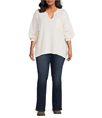 Perch by Blu Pepper Plus Size V-Neck Long Sleeve Top