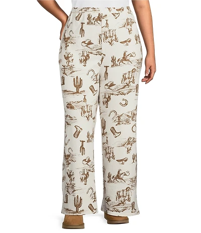 Perch by Blu Pepper Plus Size Western Printed High Rise Straight Leg Coordinating Pants