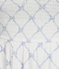 Perch By Blu Pepper Plus Smocked Ruched Sleeve Midi Dress
