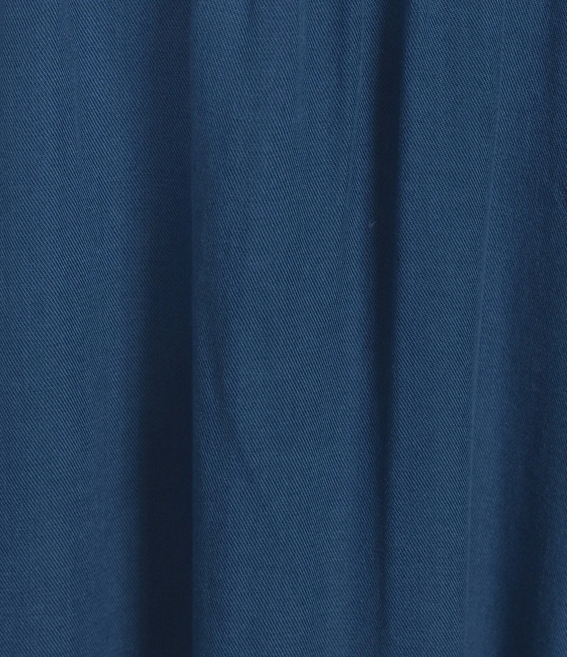 Perch by Blu Pepper Plus Square Neckline Short Sleeve Bow Detail Chambray Midi Dress