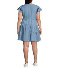 Perch By Blu Pepper Plus Tiered Button Front Dress