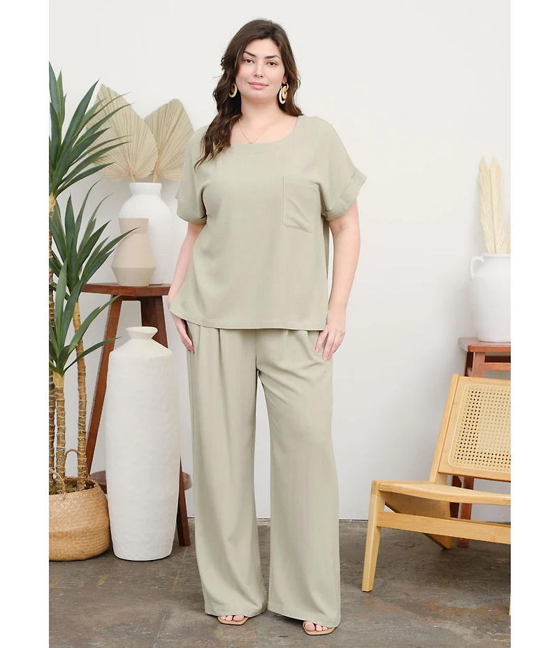 Perch by Blu Pepper Plus Wide Leg Linen Pants