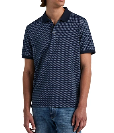 Perry Ellis Big & Tall Geometric Jacquard Short Sleeve Polo Shirt