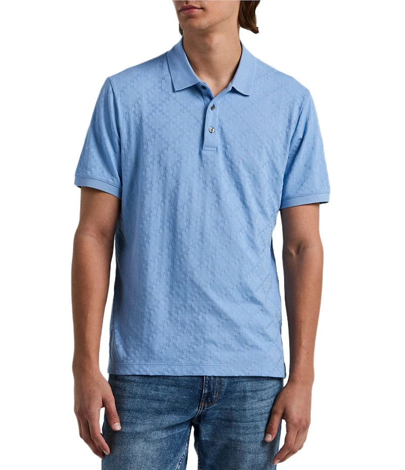 Perry Ellis Big & Tall Jacquard Geo Textured Short Sleeve Polo Shirt