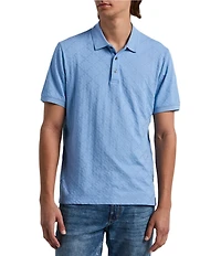 Perry Ellis Big & Tall Jacquard Geo Textured Short Sleeve Polo Shirt
