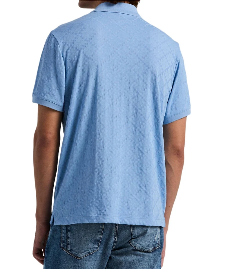 Perry Ellis Big & Tall Jacquard Geo Textured Short Sleeve Polo Shirt