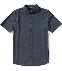 Perry Ellis Big & Tall Slim Fit Stretch Geo Print Short Sleeve Woven Shirt