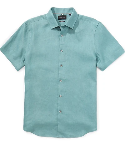 Perry Ellis Big & Tall Solid Linen Short Sleeve Woven Shirt