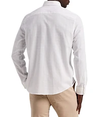 Perry Ellis Big & Tall Total Windowpane Linen Long Sleeve Woven Shirt