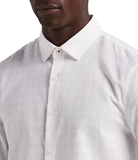 Perry Ellis Big & Tall Total Windowpane Linen Long Sleeve Woven Shirt