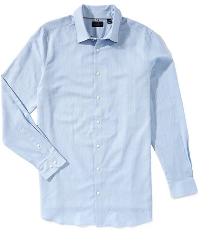 Perry Ellis Big & Tall Total Windowpane Linen Long Sleeve Woven Shirt