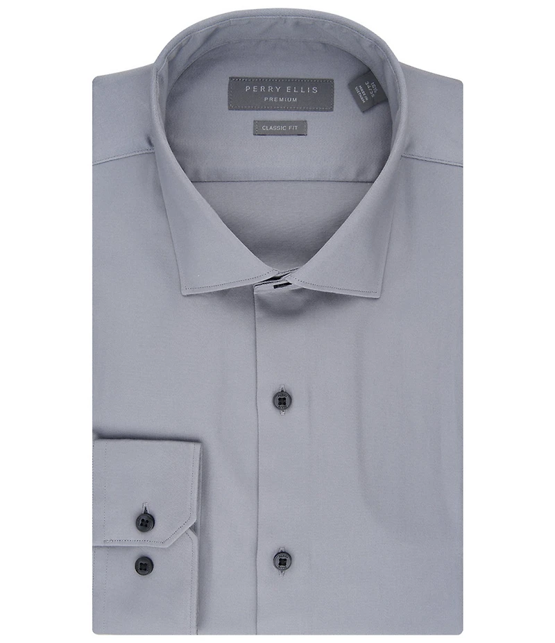 Perry Ellis Classic Fit Spread Collar Premium Luxe Sateen Dress Shirt
