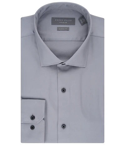 Perry Ellis Classic Fit Spread Collar Premium Luxe Sateen Dress Shirt