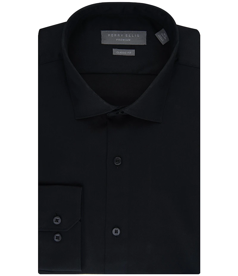 Perry Ellis Classic Fit Spread Collar Premium Luxe Sateen Dress Shirt