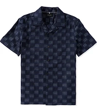 Perry Ellis Clipped Dobby Short Sleeve Woven Camp Shirt
