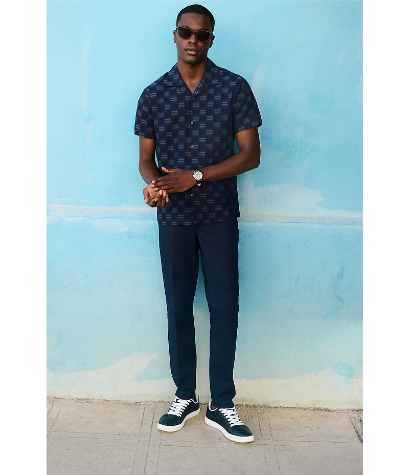 Perry Ellis Clipped Dobby Short Sleeve Woven Camp Shirt