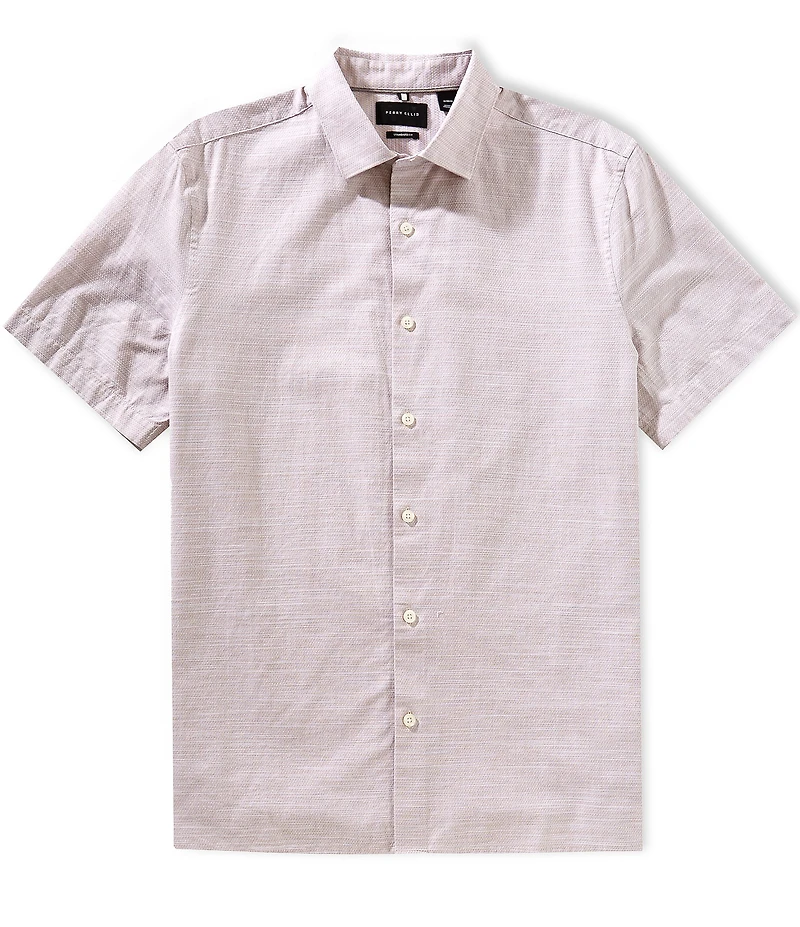 Perry Ellis Cotton Dobby Short Sleeve Woven Shirt