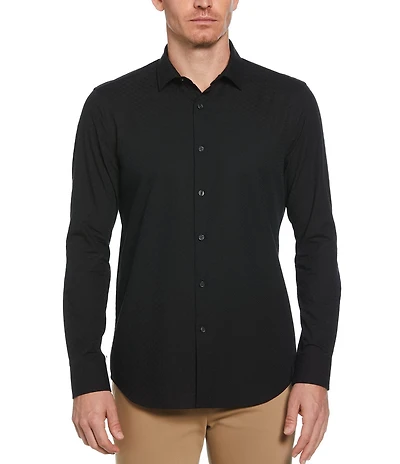 Perry Ellis Cube Print Long Sleeve Woven Shirt