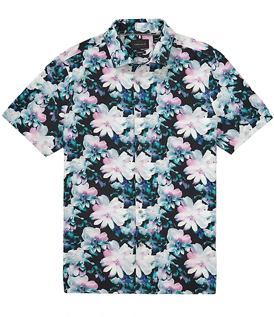 Perry Ellis Floral Print Short Sleeve Woven Shirt