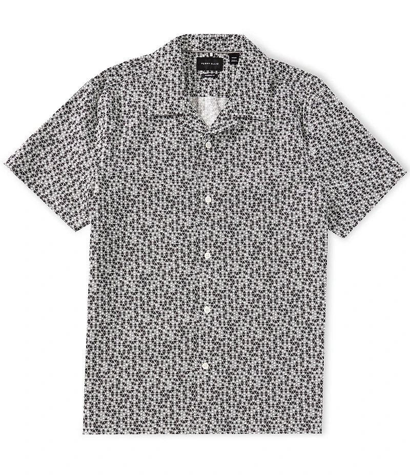 Perry Ellis Geo Print Short Sleeve Woven Camp Shirt