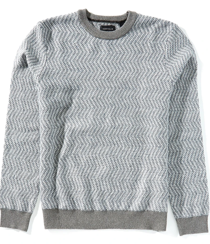 Perry Ellis Herringbone Crew Neck Sweater