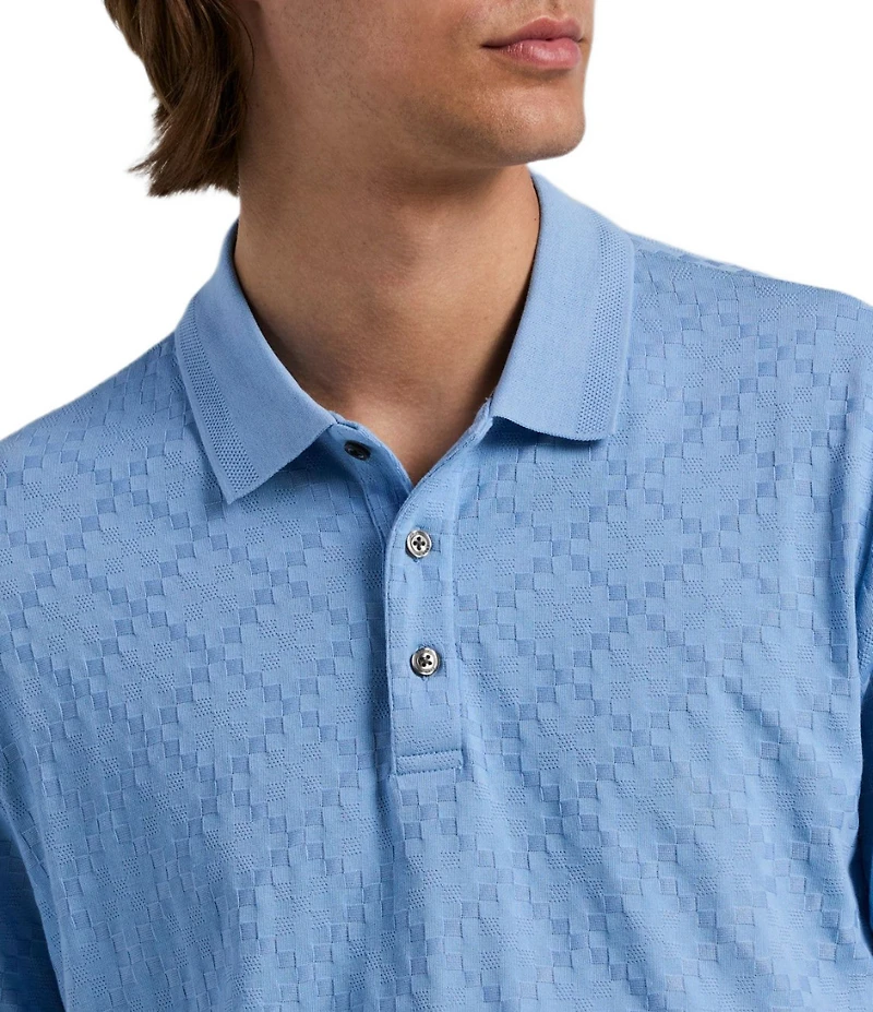 Perry Ellis Jacquard Geo Textured Short Sleeve Polo Shirt