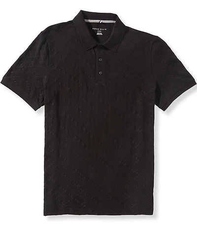 Perry Ellis Jacquard Geo Textured Short Sleeve Polo Shirt