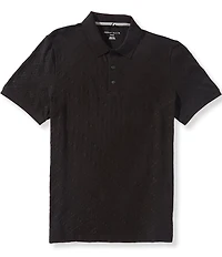 Perry Ellis Jacquard Geo Textured Short Sleeve Polo Shirt