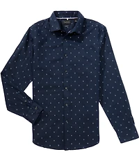 Perry Ellis Linen Geo Dot Dobby Long Sleeve Woven Shirt