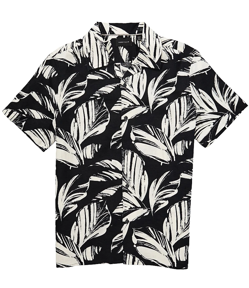 Perry Ellis Palm Leaf Short Sleeve Woven Shirt