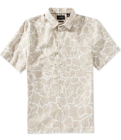 Perry Ellis Floral Tropical Printed Short Sleeve Woven Shirt