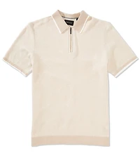 Perry Ellis Quarter-Zip Short Sleeve Polo Shirt