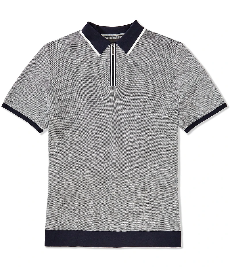 Perry Ellis Quarter-Zip Short Sleeve Polo Shirt