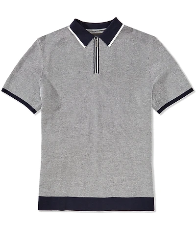 Perry Ellis Quarter-Zip Short Sleeve Polo Shirt